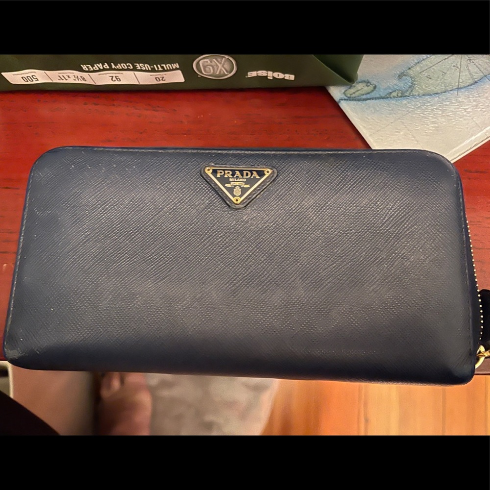 Beautiful blue Prada Wallet - 7” long.